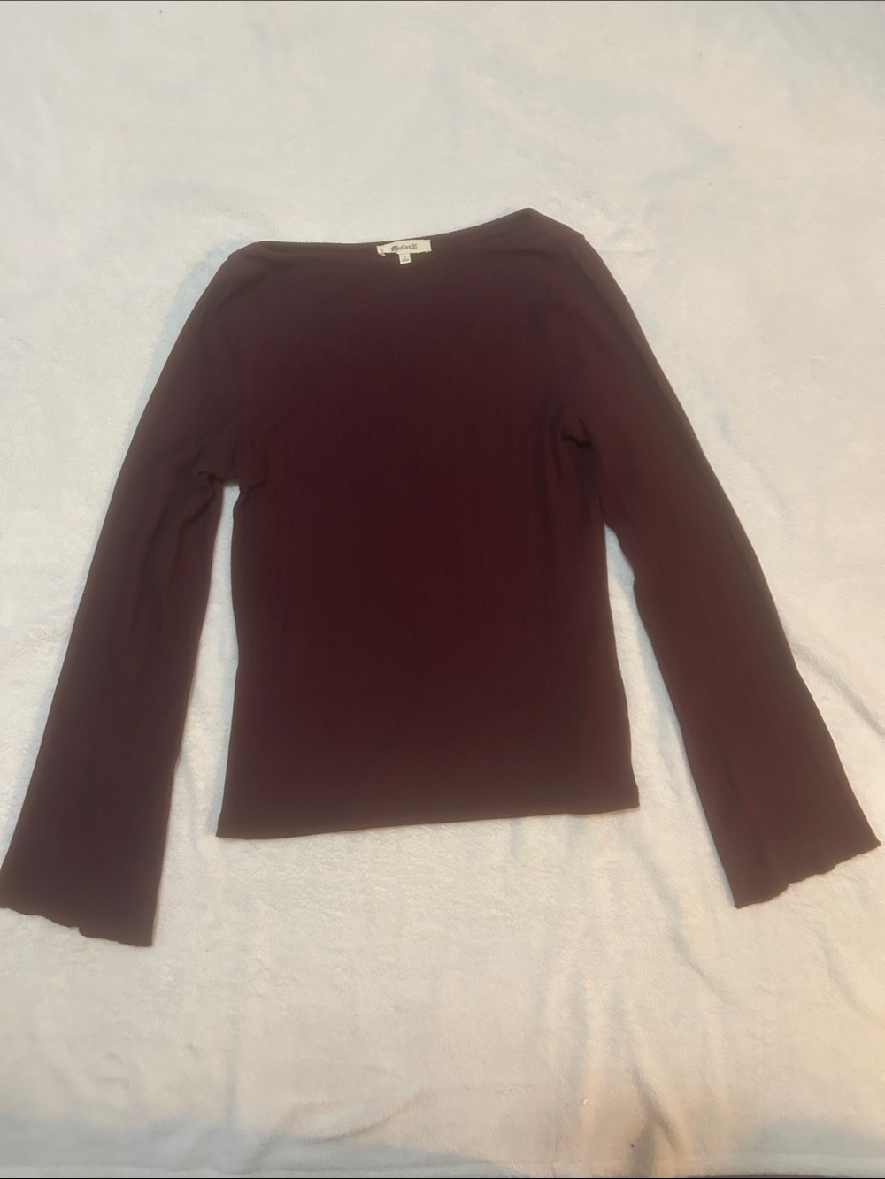 Madewell Women’s Top Long-Sleeve Ribbed in Deep Wine Size Large